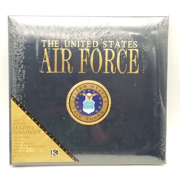 Air Force Scrapbook Photo Album UNITED STATES Leather Metal Badge K&Company 12